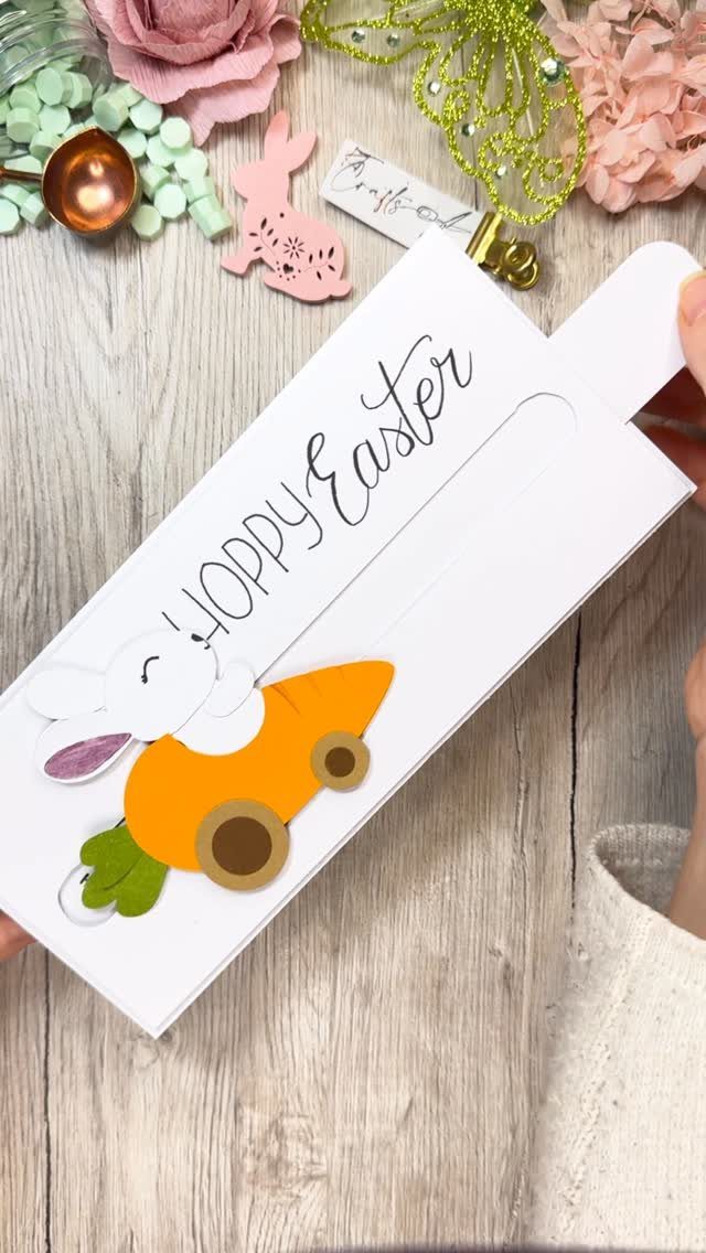 White Easter card with a cute bunny illustration and Happy Easter text.